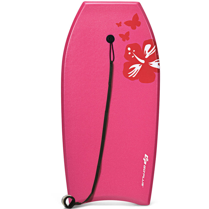 Goplus 37'' Super Leger Bodyboard Surfing W/leash Eps Core Embarque Ixpe Rose