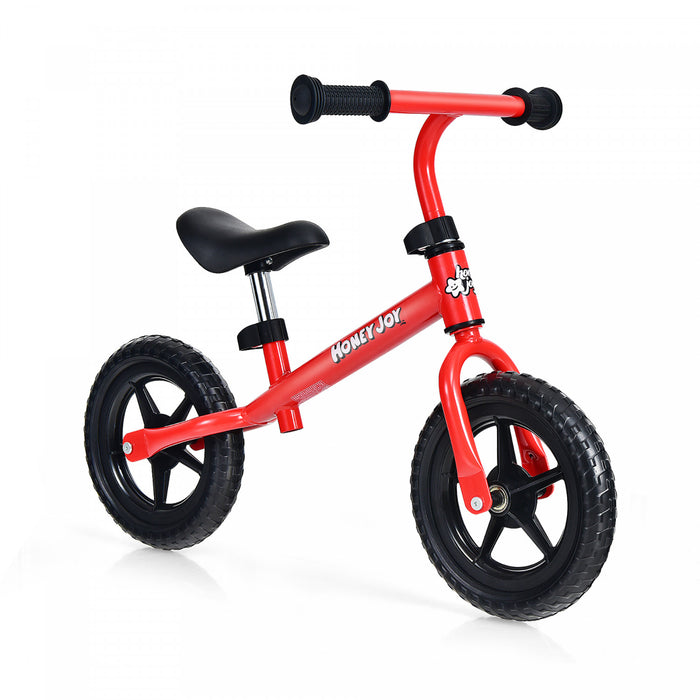 Honeyjoy Enfants Equilibre Velo Pas Pedale Velo D'entrainement W / Guidon Reglable Et Siege Rouge
