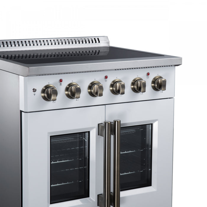 Cuisiniere electrique Galiano de 30 po avec portes francaises, 4 foyers, 4,32 pi³, blanc – FFSEL6917-30WHT