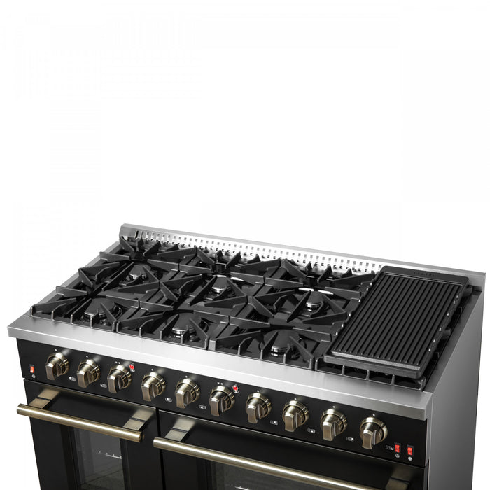 Cuisiniere a gaz Galiano de 48 po en noir, 6,58 pi³, doubles fours - FFSGS6244-48BLK