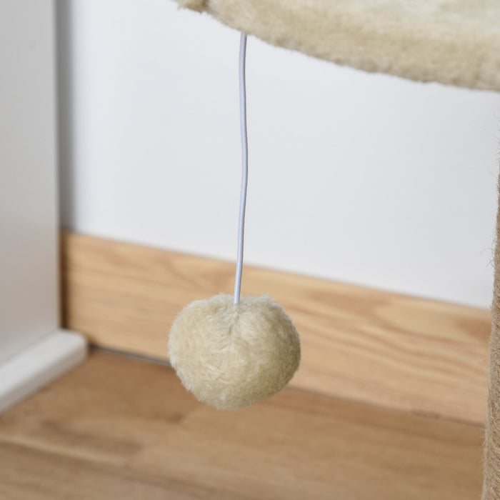 Pawhut Petit Arbre A Chat Avec Griffoir, Perchoir, Boule De Jouet, Tour De Chat Pour Chats D'interieur - 16\" X 16\" X 19\", Beige