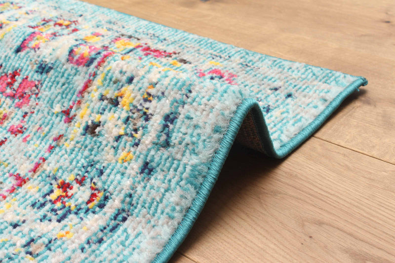 Tapis de Couloir Traditionnel Jasmine 2'8\" x 8'2\" en Bleu