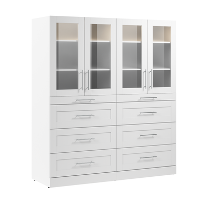 Bestar Florence 71" Modular Walk-In Closet System with LED Lights and Storage - White|Système de pièce-penderie modulaire Florence de Bestar de 71 po avec éclairage à DEL et rangement - blanc