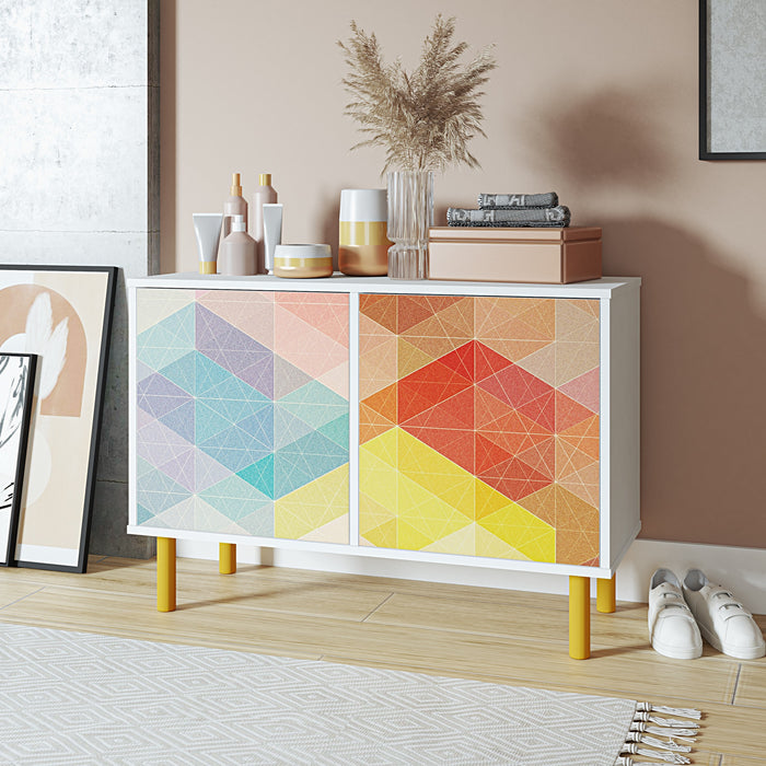 Armoire décorative Retro de Manhattan Comfort de style moderne du milieu du 20e siècle avec 4 tablettes - multicolore