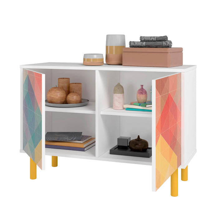 Armoire décorative Retro de Manhattan Comfort de style moderne du milieu du 20e siècle avec 4 tablettes - multicolore