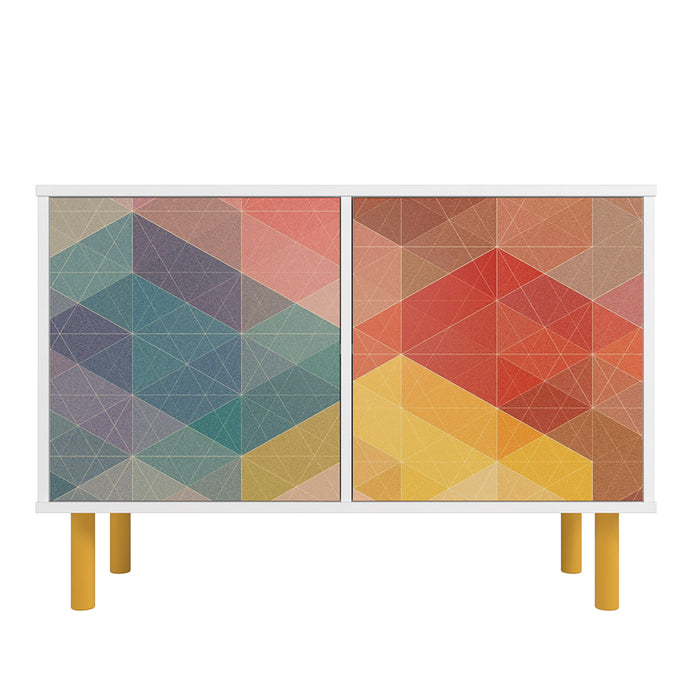 Armoire décorative Retro de Manhattan Comfort de style moderne du milieu du 20e siècle avec 4 tablettes - multicolore