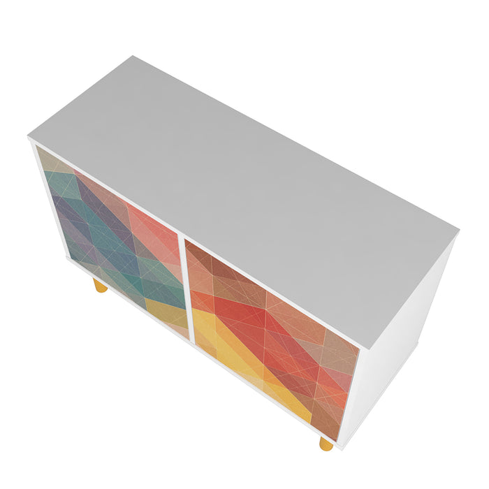 Armoire décorative Retro de Manhattan Comfort de style moderne du milieu du 20e siècle avec 4 tablettes - multicolore