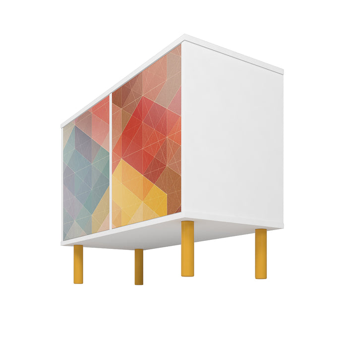 Armoire décorative Retro de Manhattan Comfort de style moderne du milieu du 20e siècle avec 4 tablettes - multicolore