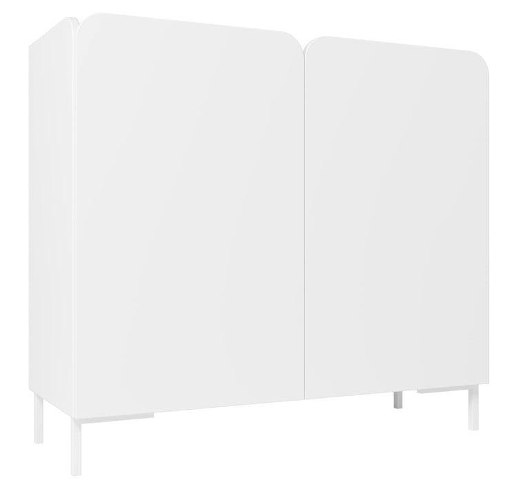 Armoire décorative Bogardus de Manhattan Comfort de style moderne du milieu du 20e siècle avec 4 tablettes - blanche