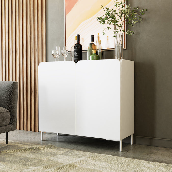 Armoire décorative Bogardus de Manhattan Comfort de style moderne du milieu du 20e siècle avec 4 tablettes - blanche