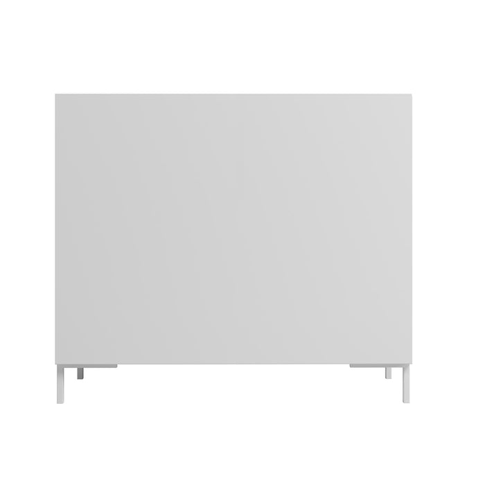 Armoire décorative Bogardus de Manhattan Comfort de style moderne du milieu du 20e siècle avec 4 tablettes - blanche