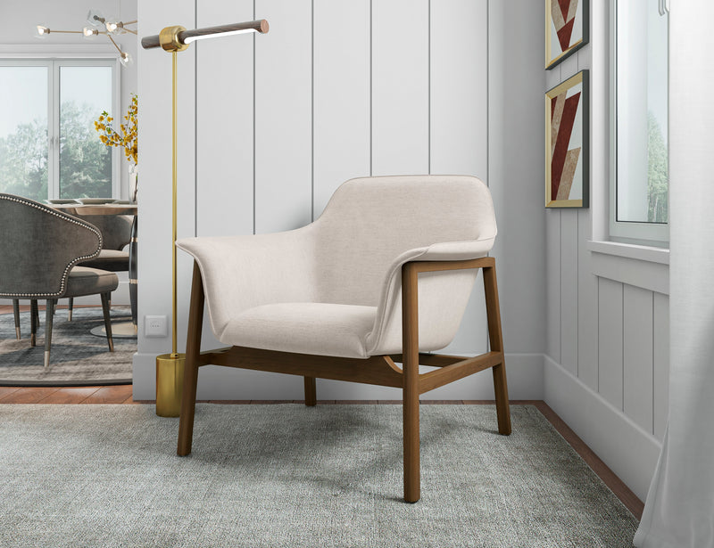 Fauteuil d’appoint Miller de Manhattan Comfort en lin tissé - crème et noyer