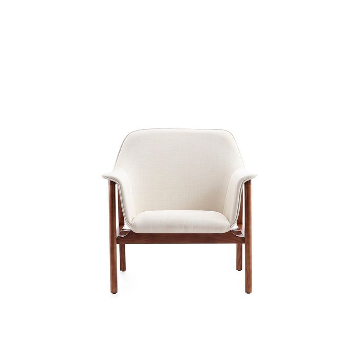 Fauteuil d’appoint Miller de Manhattan Comfort en lin tissé - crème et noyer