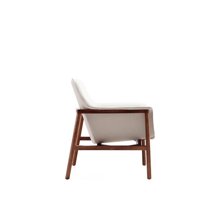 Fauteuil d’appoint Miller de Manhattan Comfort en lin tissé - crème et noyer