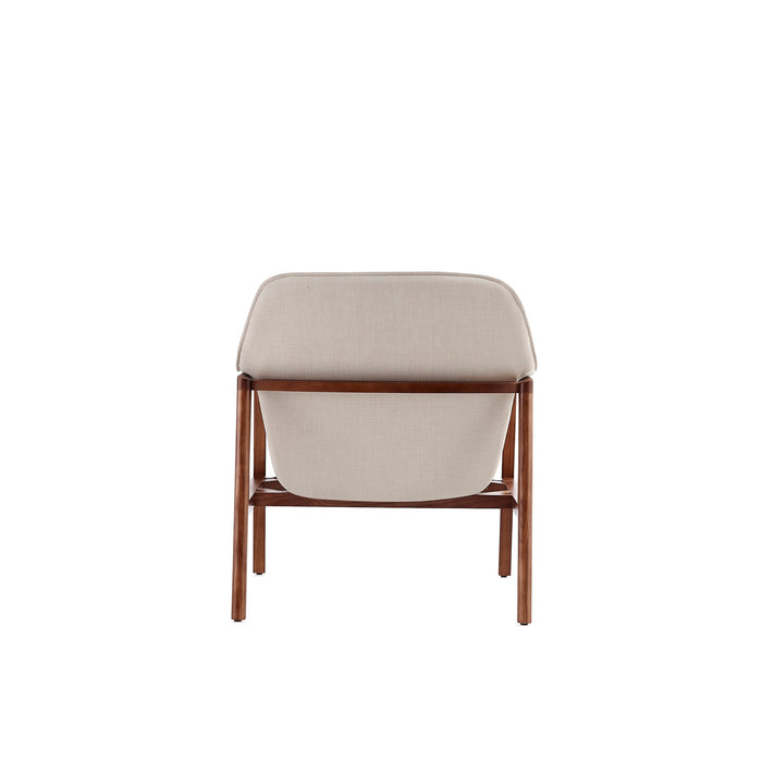 Fauteuil d’appoint Miller de Manhattan Comfort en lin tissé - crème et noyer
