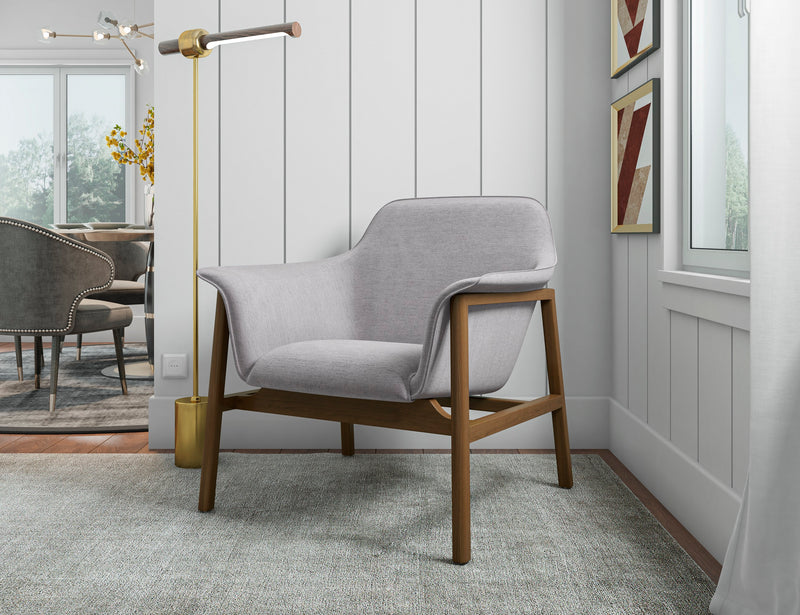 Fauteuil d’appoint Miller de Manhattan Comfort en lin tissé - gris et noyer