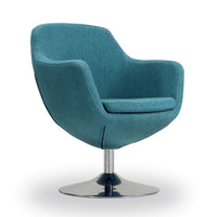 Chaise d’appoint pivotante sergée Caisson de Manhattan Comfort en chrome poli - bleue