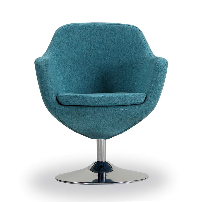 Chaise d’appoint pivotante sergée Caisson de Manhattan Comfort en chrome poli - bleue