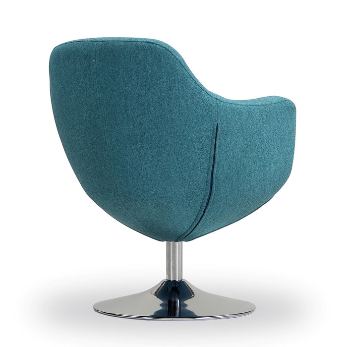 Chaise d’appoint pivotante sergée Caisson de Manhattan Comfort en chrome poli - bleue