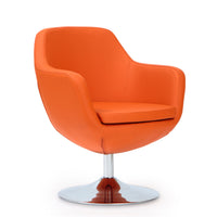 Fauteuil d’appoint pivotant Caisson de Manhattan Comfort en chrome poli et en similicuir - orange