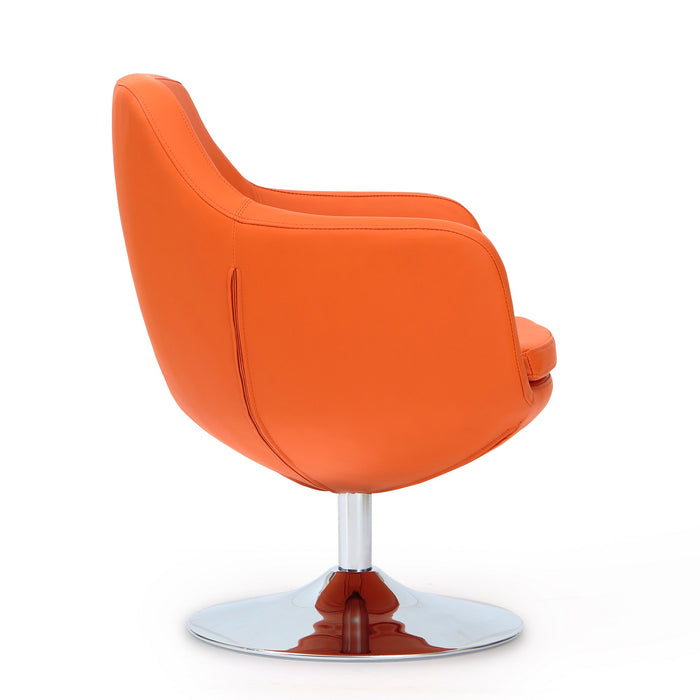 Fauteuil d’appoint pivotant Caisson de Manhattan Comfort en chrome poli et en similicuir - orange