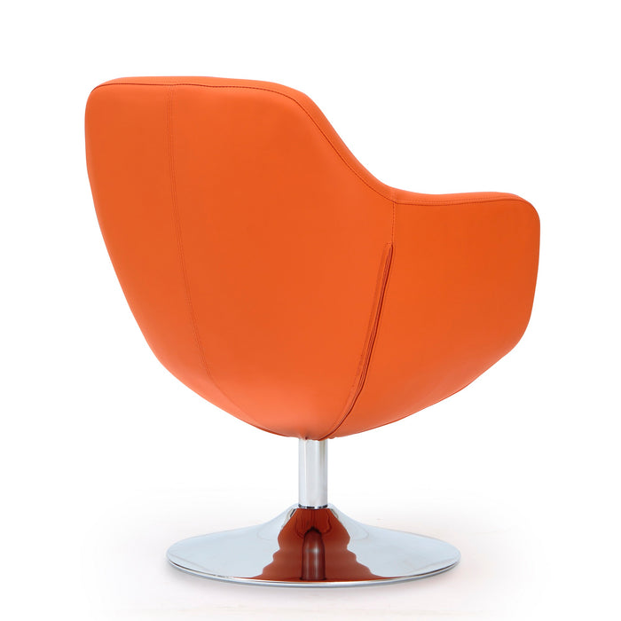 Fauteuil d’appoint pivotant Caisson de Manhattan Comfort en chrome poli et en similicuir - orange
