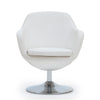 Fauteuil d’appoint pivotant Caisson de Manhattan Comfort en chrome poli et en similicuir - blanc
