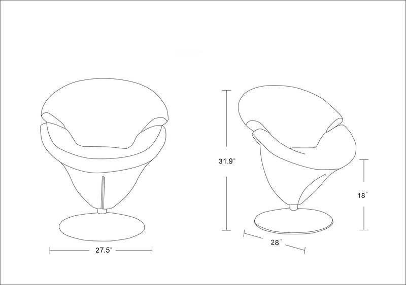 Fauteuil d’appoint pivotant Tulip de Manhattan Comfort en chrome poli et en velours - orange