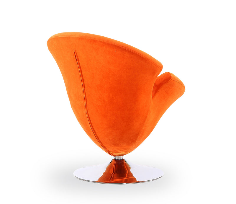 Fauteuil d’appoint pivotant Tulip de Manhattan Comfort en chrome poli et en velours - orange