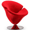 Fauteuil d’appoint pivotant Tulip de Manhattan Comfort en chrome poli et en velours - rouge