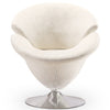 Chaise d’appoint pivotante Tulip de Manhattan Comfort en chrome poli et en velours - blanche