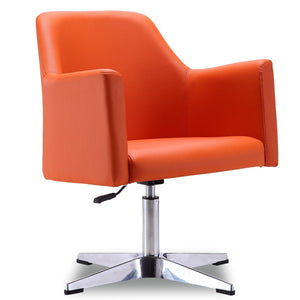Chaise d’appoint pivotante Pelo de Manhattan Comfort à hauteur réglable en chrome poli et en similicuir - orange