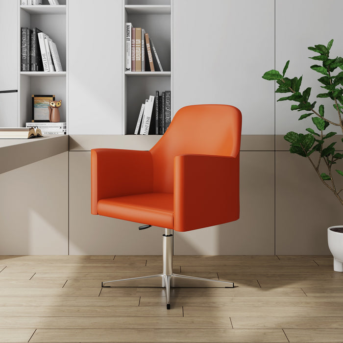Chaise d’appoint pivotante Pelo de Manhattan Comfort à hauteur réglable en chrome poli et en similicuir - orange