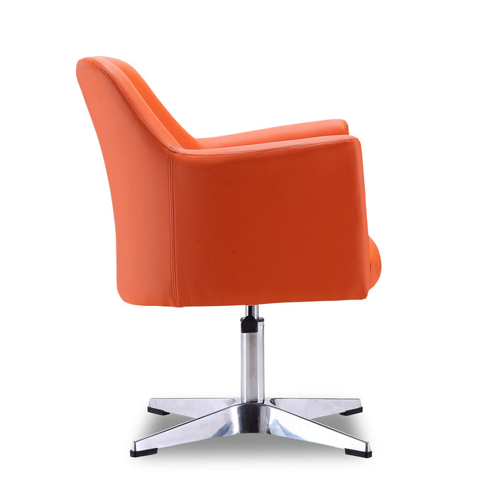 Chaise d’appoint pivotante Pelo de Manhattan Comfort à hauteur réglable en chrome poli et en similicuir - orange