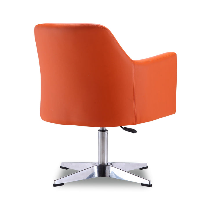 Chaise d’appoint pivotante Pelo de Manhattan Comfort à hauteur réglable en chrome poli et en similicuir - orange
