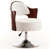 Fauteuil d’appoint pivotant Bopper de Manhattan Comfort à hauteur réglable en chrome poli et en similicuir - blanc