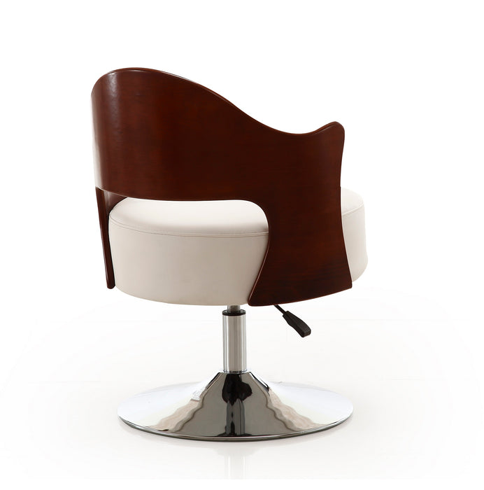 Fauteuil d’appoint pivotant Bopper de Manhattan Comfort à hauteur réglable en chrome poli et en similicuir - blanc