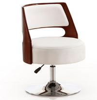 Chaise d’appoint pivotante Salon de Manhattan Comfort à hauteur réglable en chrome poli et en similicuir - blanche