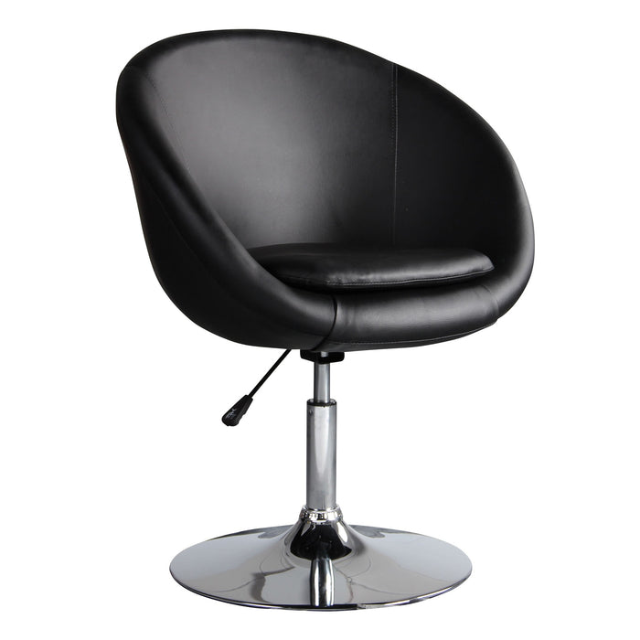 Chaise d’appoint Hopper de Manhattan Comfort à hauteur réglable en chrome poli et en similicuir - noire