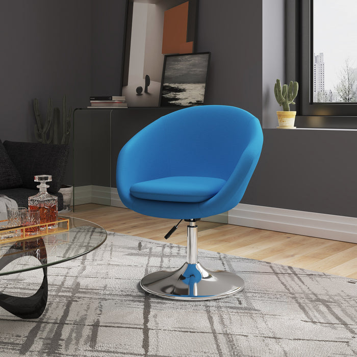 Chaise Hopper de Manhattan Comfort à hauteur réglable en chrome poli et en mélange de laine - bleu