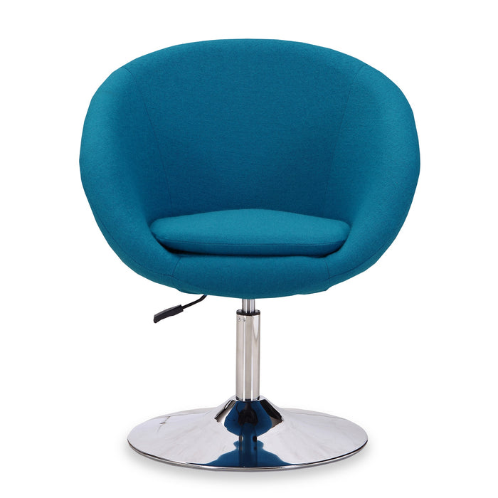 Chaise Hopper de Manhattan Comfort à hauteur réglable en chrome poli et en mélange de laine - bleu