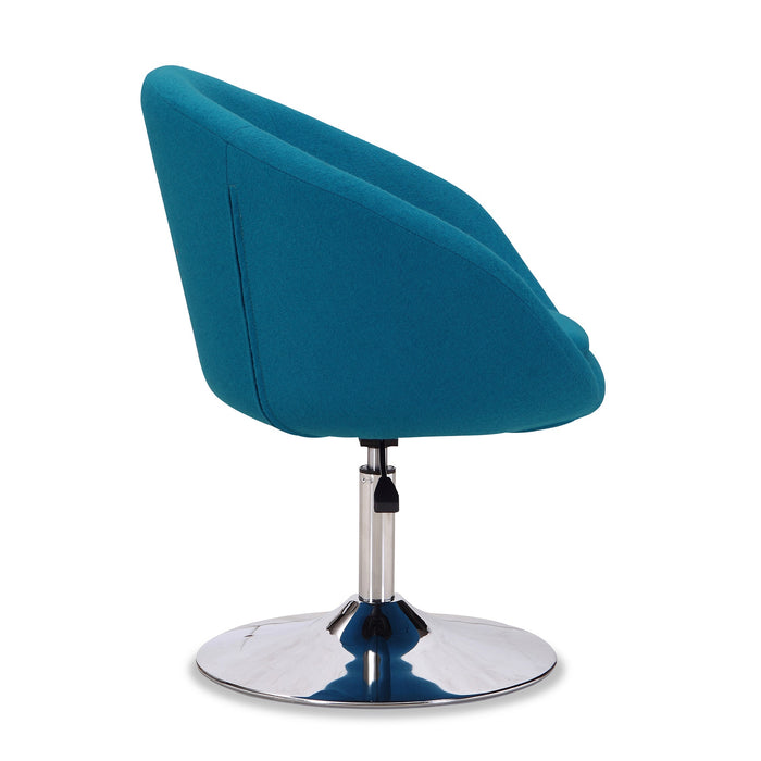 Chaise Hopper de Manhattan Comfort à hauteur réglable en chrome poli et en mélange de laine - bleu
