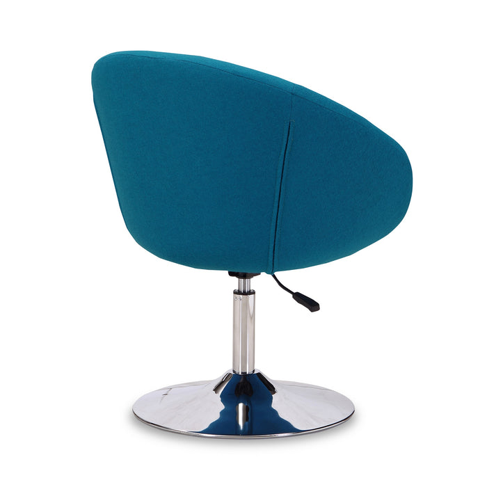 Chaise Hopper de Manhattan Comfort à hauteur réglable en chrome poli et en mélange de laine - bleu