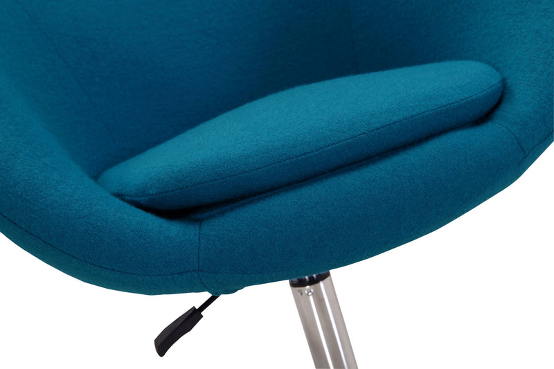 Chaise Hopper de Manhattan Comfort à hauteur réglable en chrome poli et en mélange de laine - bleu