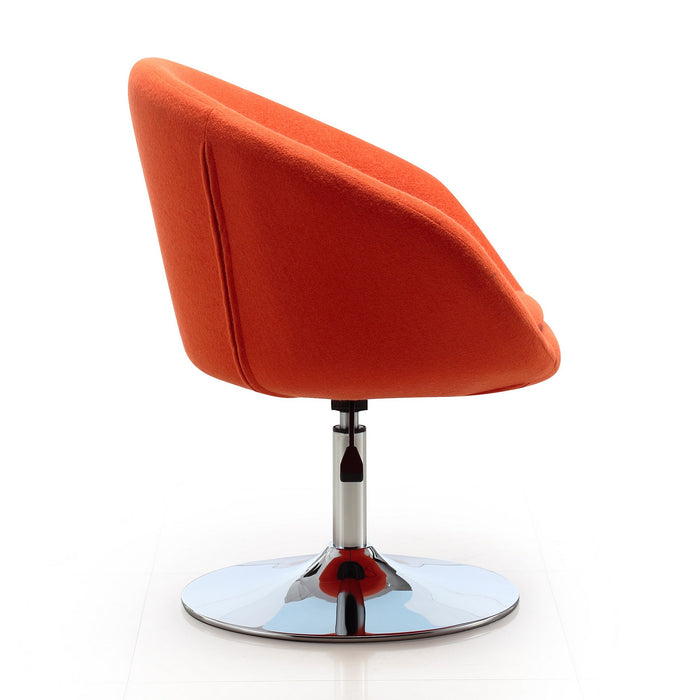 Chaise Hopper de Manhattan Comfort à hauteur réglable en chrome poli et en mélange de laine - orange