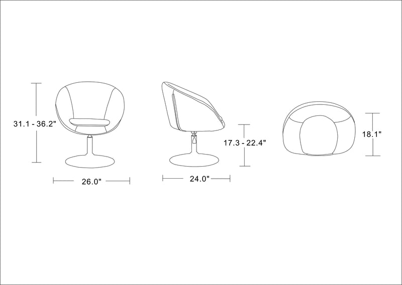 Chaise Hopper de Manhattan Comfort à hauteur réglable en chrome poli et en mélange de laine - rouge