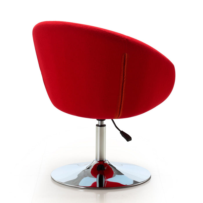 Chaise Hopper de Manhattan Comfort à hauteur réglable en chrome poli et en mélange de laine - rouge