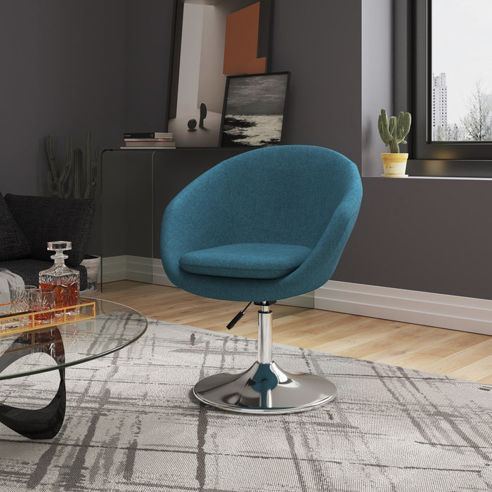 Chaise d’appoint sergée Hopper de Manhattan Comfort à hauteur réglable en chrome poli - bleu ciel