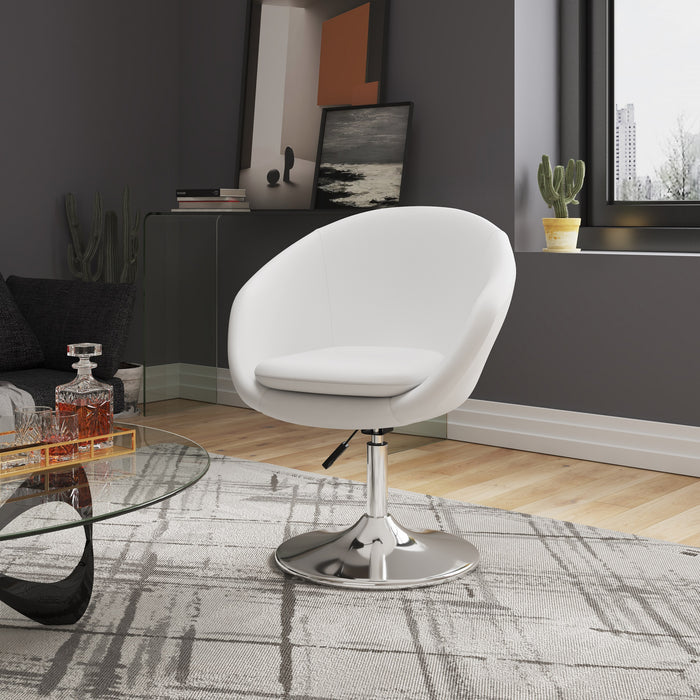 Chaise d’appoint Hopper de Manhattan Comfort à hauteur réglable en chrome poli et en similicuir - blanche