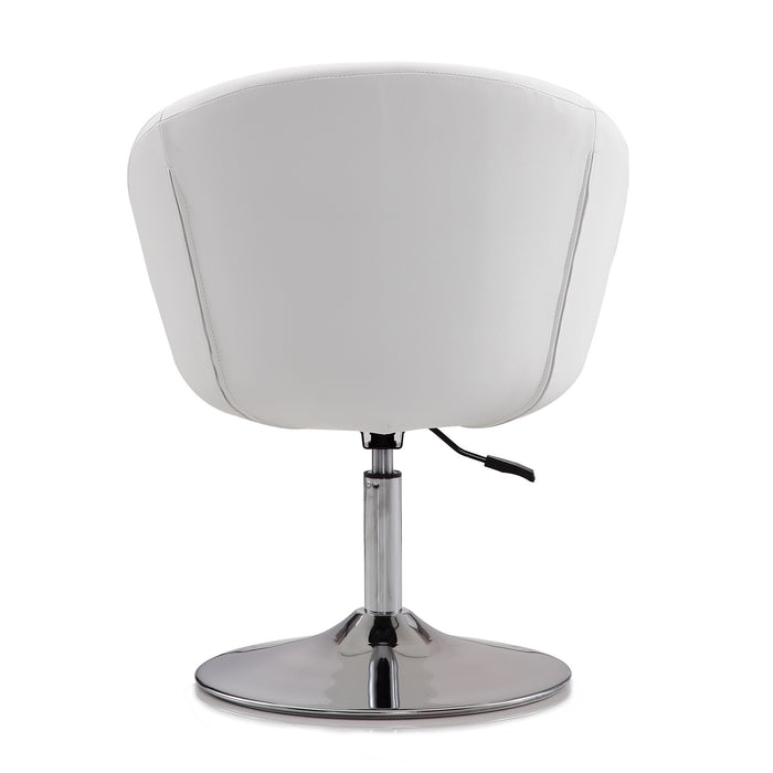 Chaise d’appoint Hopper de Manhattan Comfort à hauteur réglable en chrome poli et en similicuir - blanche